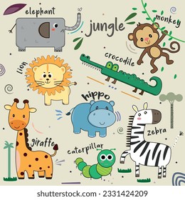 Cute Jungle Animal Vector Illustration