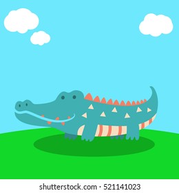 Cute Jungle animal vector illustration , Crocodile