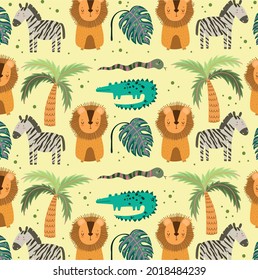cute jungle animals cartoon background