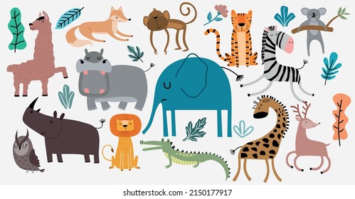 Conjunto de vectores de animales de la jungla