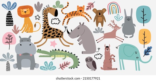 Conjunto de vectores de animales de la jungla