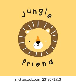 CUTE JUNGLE FRIEND LION BADGES VECTOR