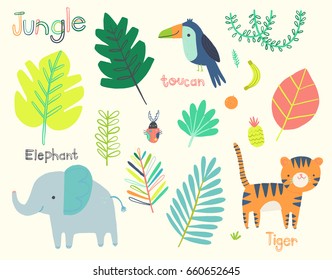 Cute Jungle Illustration Clip Art Collection