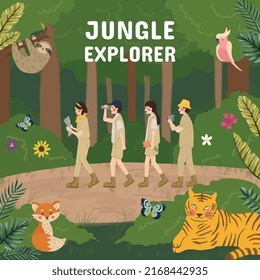 Cute Jungle Illustration for kids or children book with animal