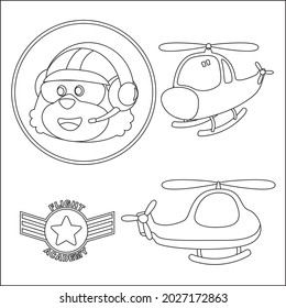 Cute Junior Pilot. Cartoon handgezeichnet Vektorgrafik. Cartoon einzelne Vektorgrafik, Kreative Vektorgrafik Kinderdesign für Kinder Aktivität Farbbuch oder Seite.