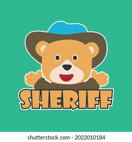 Cute junior sheriff. Cartoon hand drawn vector illustration. Can be used for t-shirt print, kids wear fashion design, fabric, textile, nursery wallpaper, poster and other decoration.