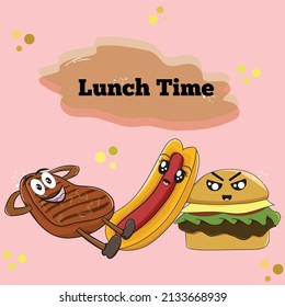 cute junk food cartoon illustration