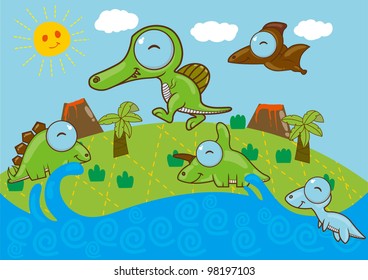Cute  Jurassic dinosaur cartoon