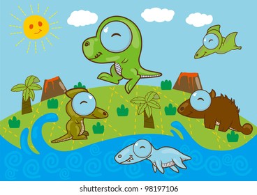 Cute  Jurassic dinosaur cartoon