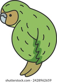 Cute Kakapo parrot isolated on a white background. Vector illustration.