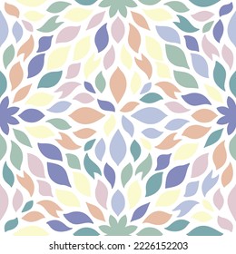 Cute kaleidoscope seamless pattern. Hand drawn abstract flower repeat background. Pastel colorful kaleidoscope modern pattern. Vector illustration for wrapping paper, packaging, fabric. svg