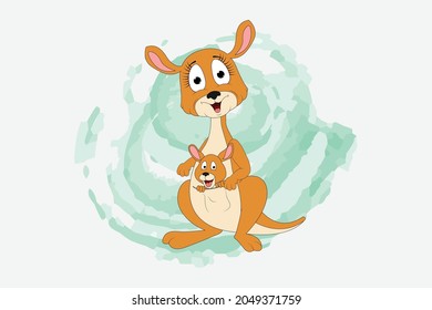 cute kangaroo animal cartoon illustration