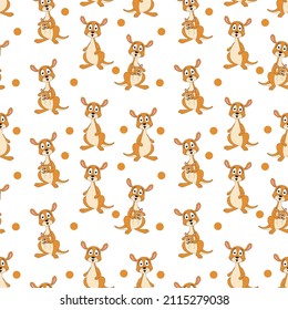 cute kangaroo animal cartoon pattern