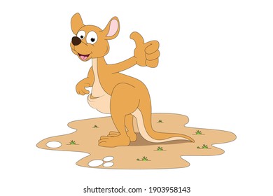 cute kangaroo animal cartoon, simple vector illustration