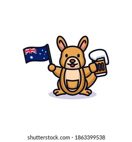 Cute kangaroo in Australia day festive