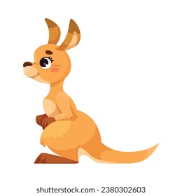 Cute Kangaroo as Australian Animal Character in Standing Pose Vector Illustration