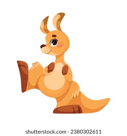 Cute Kangaroo as Australian Animal Character in Standing Pose Vector Illustration