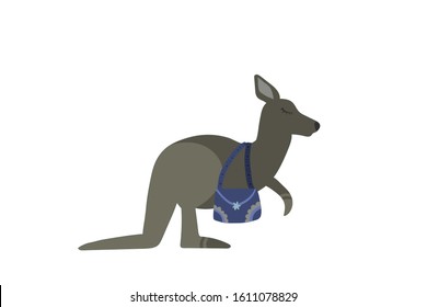 Cute kangaroo with bag. Sweet dreams. Vector illustration.