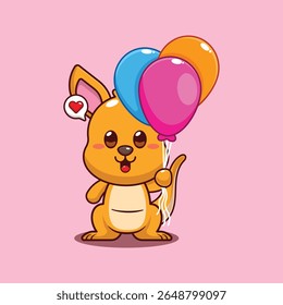 Canguru bonito com desenho animado balão ilustração vetor