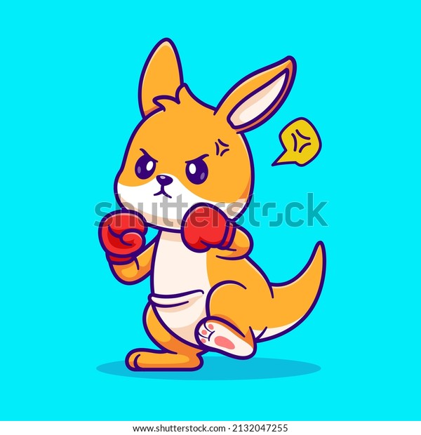 Cute\
Kangaroo Boxing Cartoon Vector Icon Illustration. Animal Sport Icon\
Concept Isolated Premium Vector. Flat Cartoon\
Style