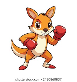 Cute Kangaroo Boxing Vector Illustration
