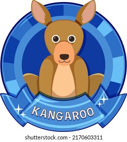 Cute kangaroo cartoon badge illustration