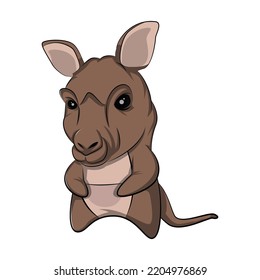 cute kangaroo cartoon character. animal vector design suitable with sticker, t-shirt, etc.