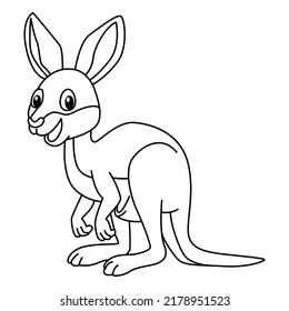 Cute kangaroo cartoon coloring page illustration vector. For kids coloring book.