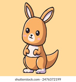 Cute kangaroo cartoon design illustration