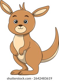 Cute kangaroo cartoon. Flat vector illustration. Wild life animals. Cute animal on white background