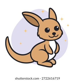 Ilustración vectorial plana linda de dibujos animados de canguro