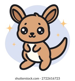 Ilustración vectorial plana linda de dibujos animados de canguro