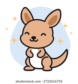 Ilustración vectorial plana linda de dibujos animados de canguro