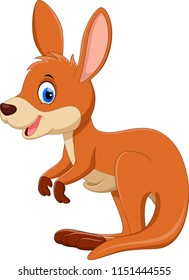 Cute kangaroo cartoon isolated on white background