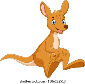 Cute kangaroo cartoon isolated on white background