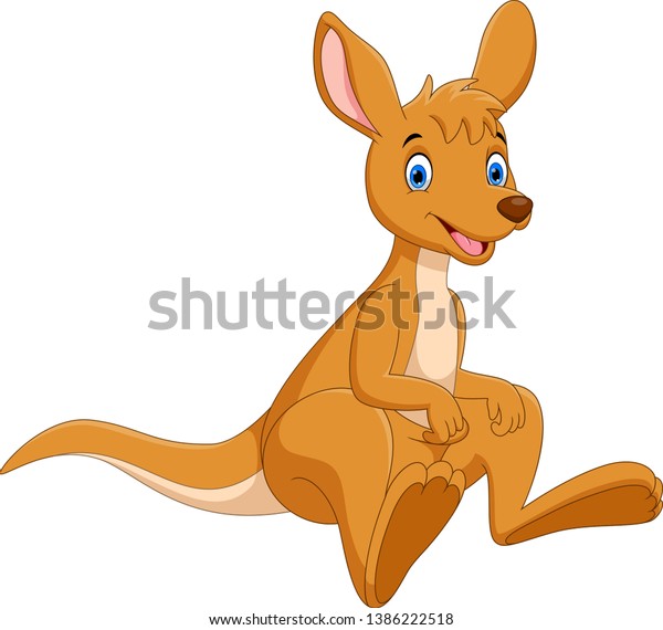 Cute Kangaroo Cartoon Isolated On White Stock Vector (royalty Free 