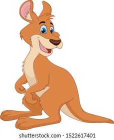 Cute kangaroo cartoon looking back