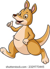 cute kangaroo cartoon on white background