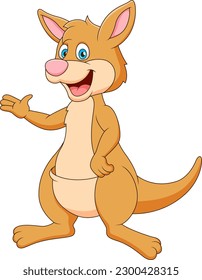 Cute kangaroo cartoon smiling. Cartoon cute animal illustration