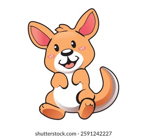 cute kangaroo in cartoon style, vector illustration.