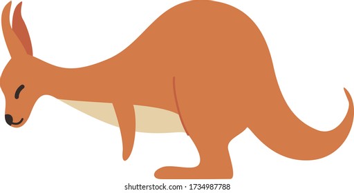 Cute Kangaroo Cartoon, Vector illustration kangaroo on a white background. Drawing for children