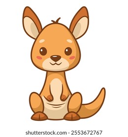 Cute kangaroo cartoon vector illustration