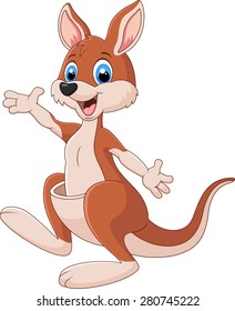 Cute kangaroo cartoon waving hand