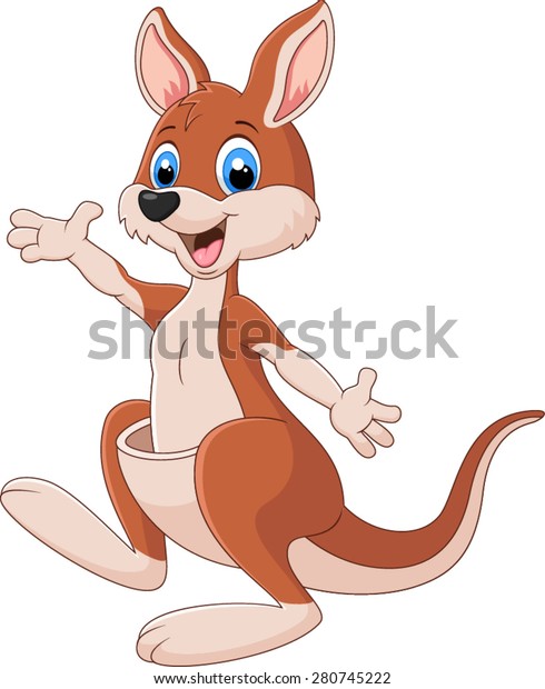 Cute Kangaroo Cartoon Waving Hand Stock Vector (royalty Free) 280745222 