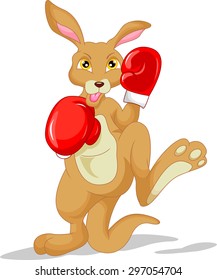 cute kangaroo cartoon wearing boxing glove