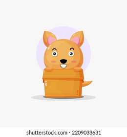 Cute kangaroo character in the box