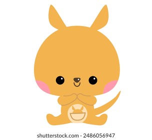 Cute kangaroo character illustration for toddlers