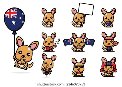 cute kangaroo character mascot design