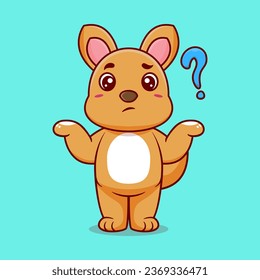 Cute kangaroo confused cartoon vector icon illustration