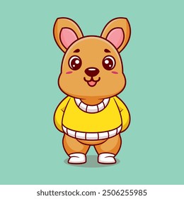 Cute kangaroo creative kawaii wearing jacket cartoon vector icon